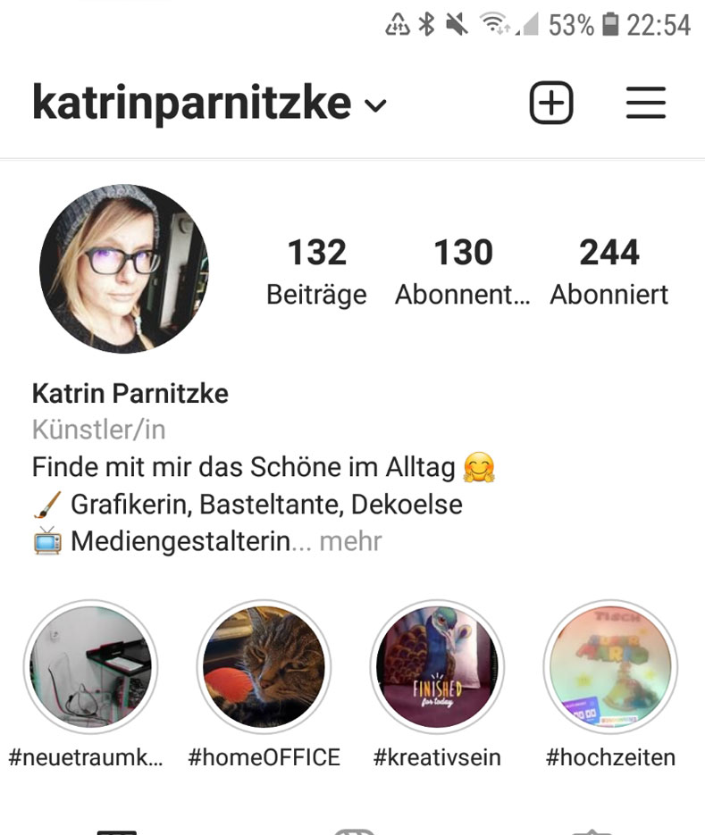 Mein Instagram-Profil vor der Weiterbildung